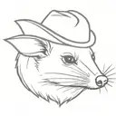 opossum with cowboy hat  tattoo design idea