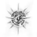 a tattoo that symbolizes persistence and loyalty to achieve the black belt in Brazilian jiu-jitsu; show kimono and black tattoo design idea