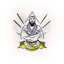 a tattoo that symbolizes persistence and loyalty to achieve the black belt in Brazilian jiu-jitsu; show kimono and black tattoo design idea