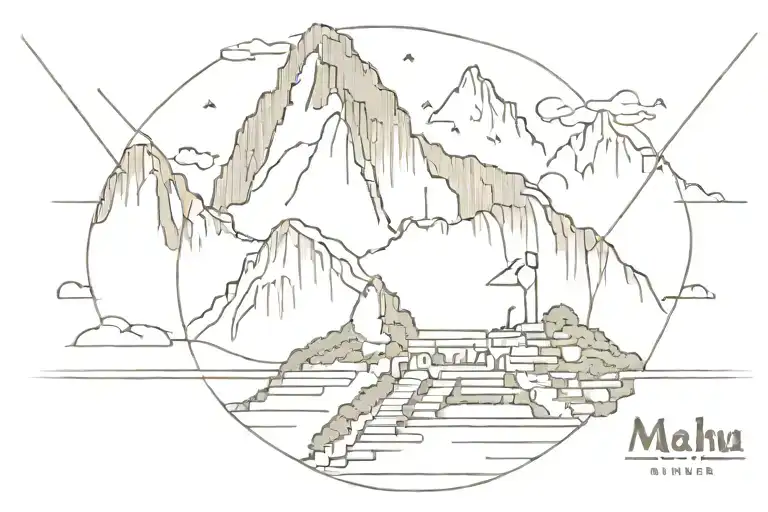 Machu Picchu Showing Through perceptive light bulb tattoo design idea