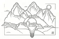 Machu Picchu Showing Through perceptive light bulb tattoo design idea