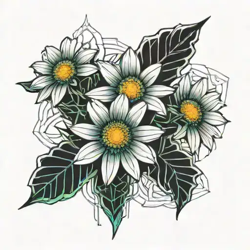 3 gerbera daisies intertwined tattoo design idea