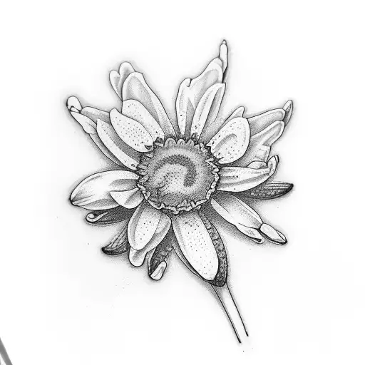 daisy and daffodil in a coffee mug tattoo design idea