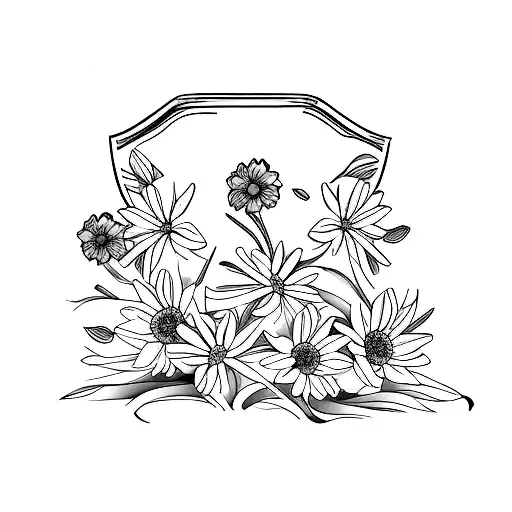 daisy and daffodil in a coffee mug tattoo design idea