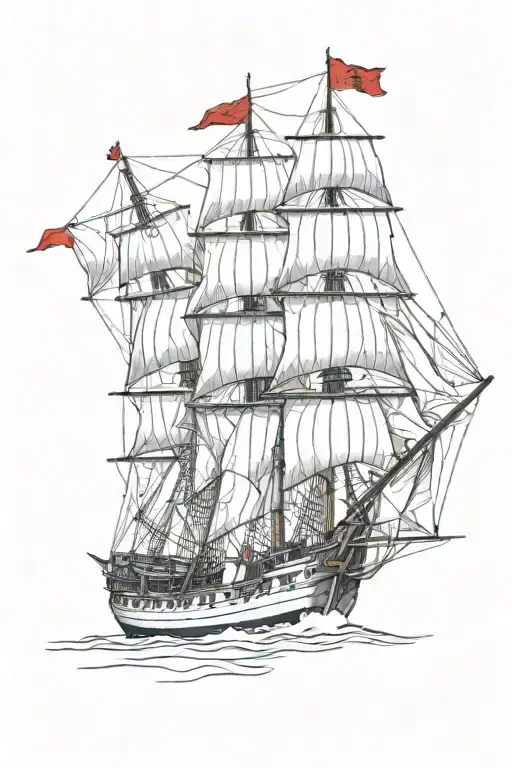TRIEME FROM THE FRONT WITH A sicilian trinacria ON THE SAIL tattoo design idea