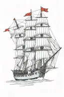 TRIEME FROM THE FRONT WITH A sicilian trinacria ON THE SAIL tattoo design idea
