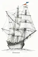 TRIEME FROM THE FRONT WITH A sicilian trinacria ON THE SAIL tattoo design idea