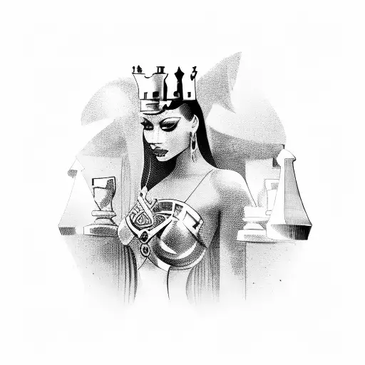 Chess' black queen riding the black horse tattoo design idea