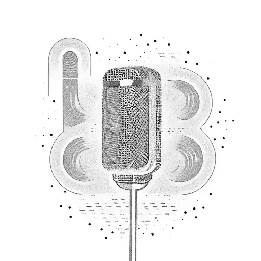 A microphone with waves crashing in the background tattoo design idea