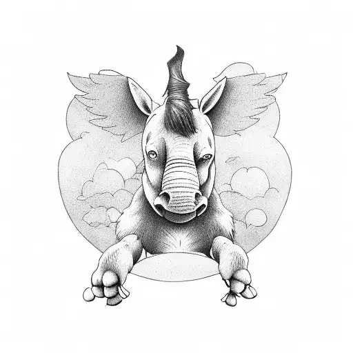 eeyore with wings tattoo design idea