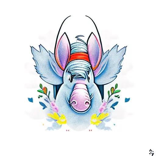 eeyore with wings tattoo design idea