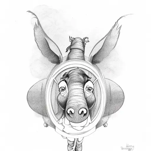 eeyore with wings tattoo design idea