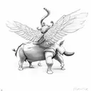 eeyore with wings tattoo design idea