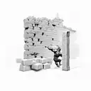 A sketch-style design of a powerlifter breaking through a brick wall tattoo design idea