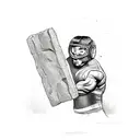 A sketch-style design of a powerlifter breaking through a brick wall tattoo design idea