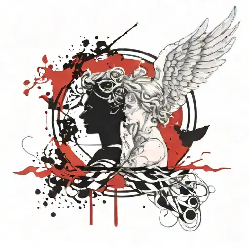 Angel and demon libra cosmos tattoo design idea