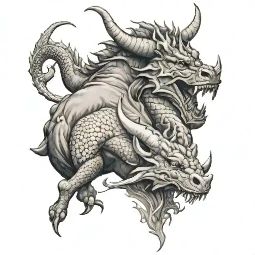 taurus and dragon tattoo design idea