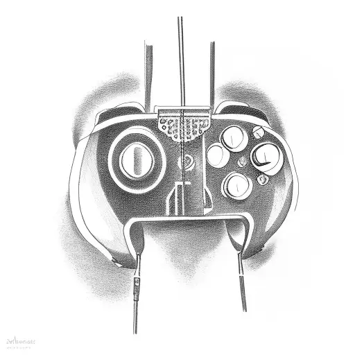 Xbox controller, violin, programming , and science tattoo design idea