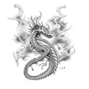 long dragon with fire Japanese clouds  tattoo design idea