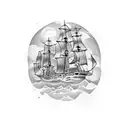 ghost pirate ship tattoo design idea