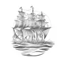 ghost pirate ship tattoo design idea