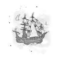 ghost pirate ship tattoo design idea