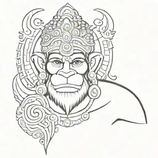 simple black and white lord hanuman tattoo  tattoo design idea