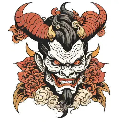 Devil head in a elegant dress   tattoo design idea