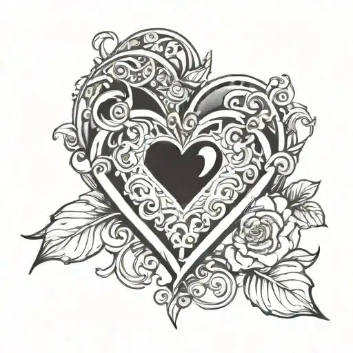 JJ shape of heart tattoo design idea