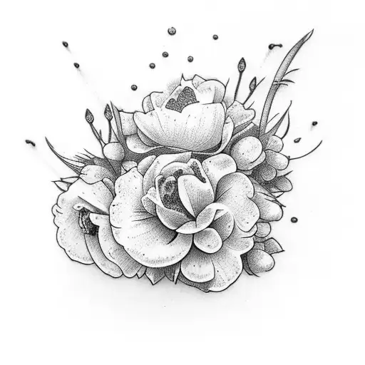 breastbone tattoo using the flowers carnations and snowdrops tattoo design idea