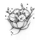 breastbone tattoo using the flowers carnations and snowdrops tattoo design idea
