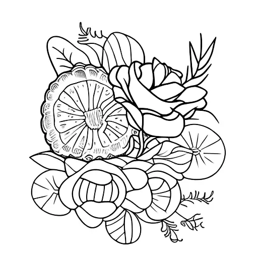 fruit and vegetable flowers tattoo design idea