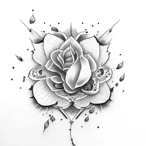 Sparrow con flor de loto tattoo design idea