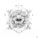 Sparrow con flor de loto tattoo design idea