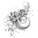 Sparrow con flor de loto tattoo design idea