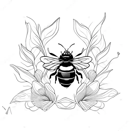 bumble bee line work tattoo design idea