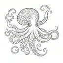 Minimalist tattoo design of a delicate octopus, medium size, fine, delicate and feminine strokes tattoo design idea