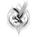 The phoenix is ready to be reborn from the ashes.  The flame of the red candle reflects the power and majesty of the pho tattoo design idea