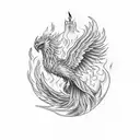 The phoenix is ready to be reborn from the ashes.  The flame of the red candle reflects the power and majesty of the pho tattoo design idea