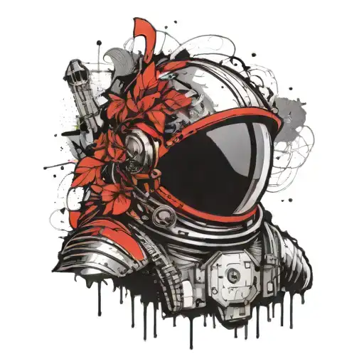 An astronaut in the armor of the Roman Empire, around the SPQR and a wreath tattoo design idea