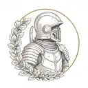 An astronaut in the armor of the Roman Empire, around the SPQR and a wreath tattoo design idea