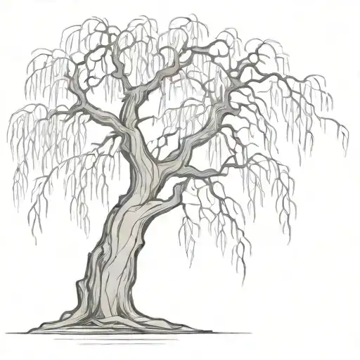 weeping willow tree, with Nathen glen jackson carved into the trunk tattoo design idea