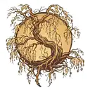 weeping willow tree with some dead branches tattoo design idea