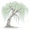 weeping willow tree, with dead branches on the ground tattoo design idea