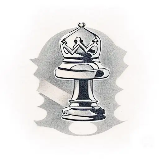 chess piece with a black belt tied on it tattoo design idea