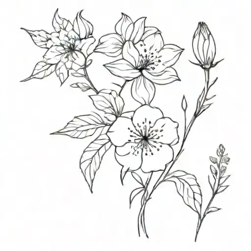 February June and September birth flower bouquet tattoo design idea