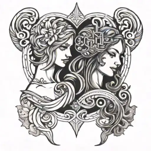 virgo and aquarius tattoo design idea