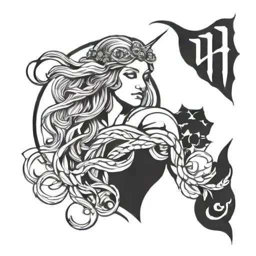 virgo and aquarius zodiac sign tattoo design idea