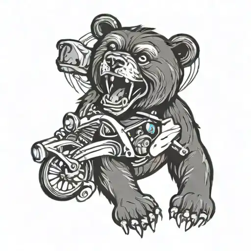 bmw logo mit stern bear growling tattoo design idea