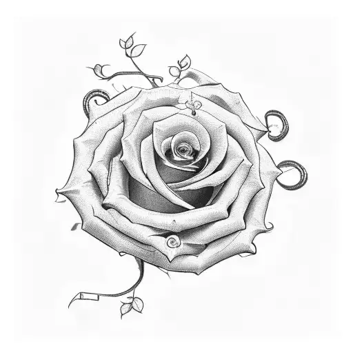 A semicolon intertwined with a rose vine, with the Little Prince sitting on one of the thorns tattoo design idea